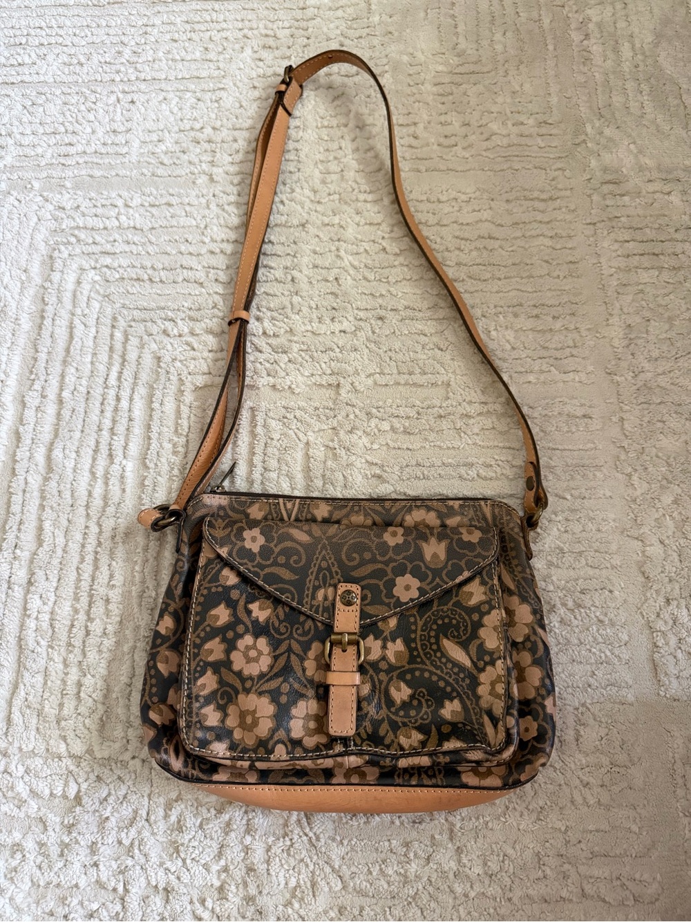 Patricia Nash Avellino Floral Print Leather Crossbody Bag